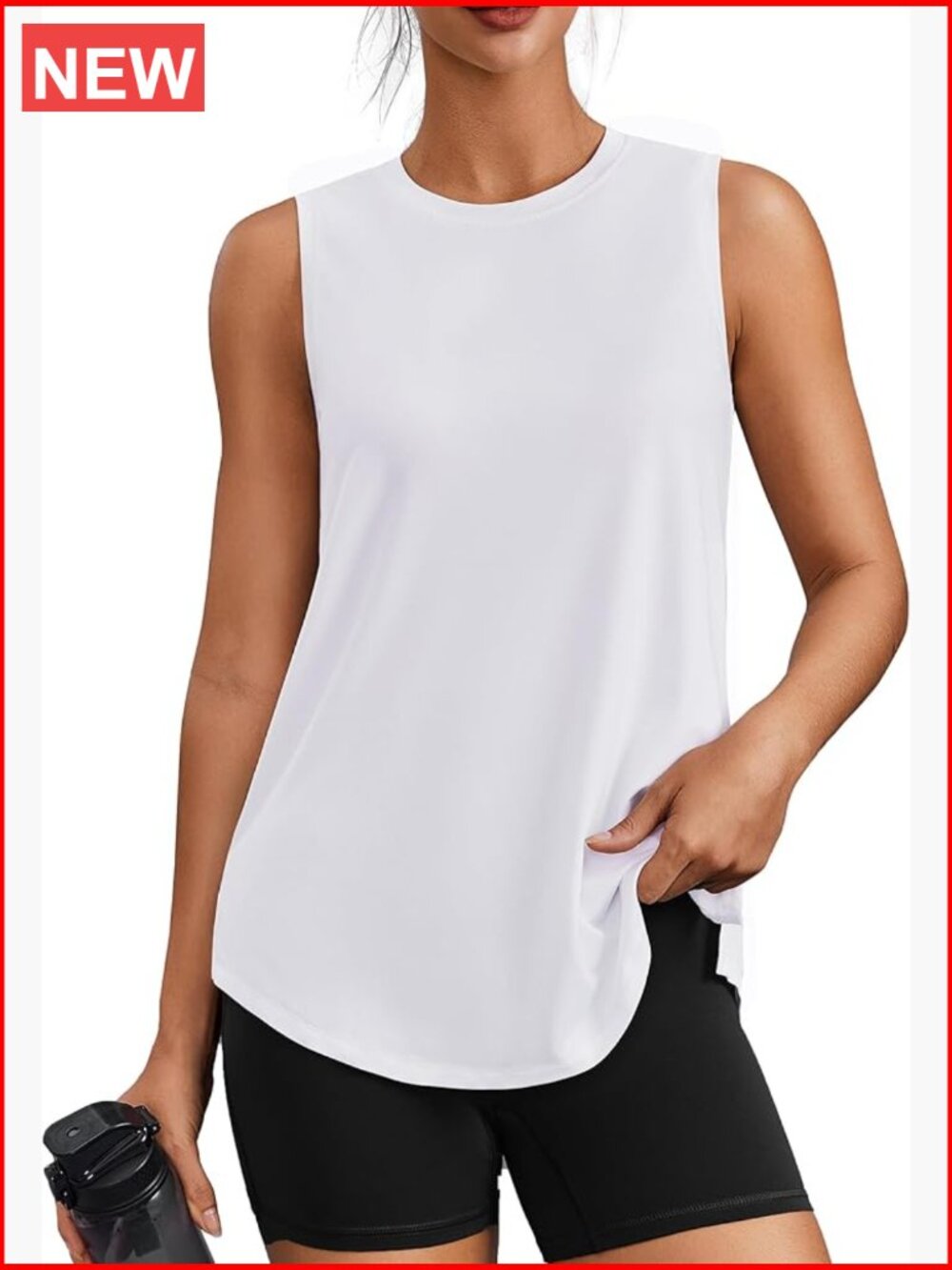 UPF 50+ Sleeveless Athletic Tank Top with Side Slits Loose Fit Gym Yoga Shirt